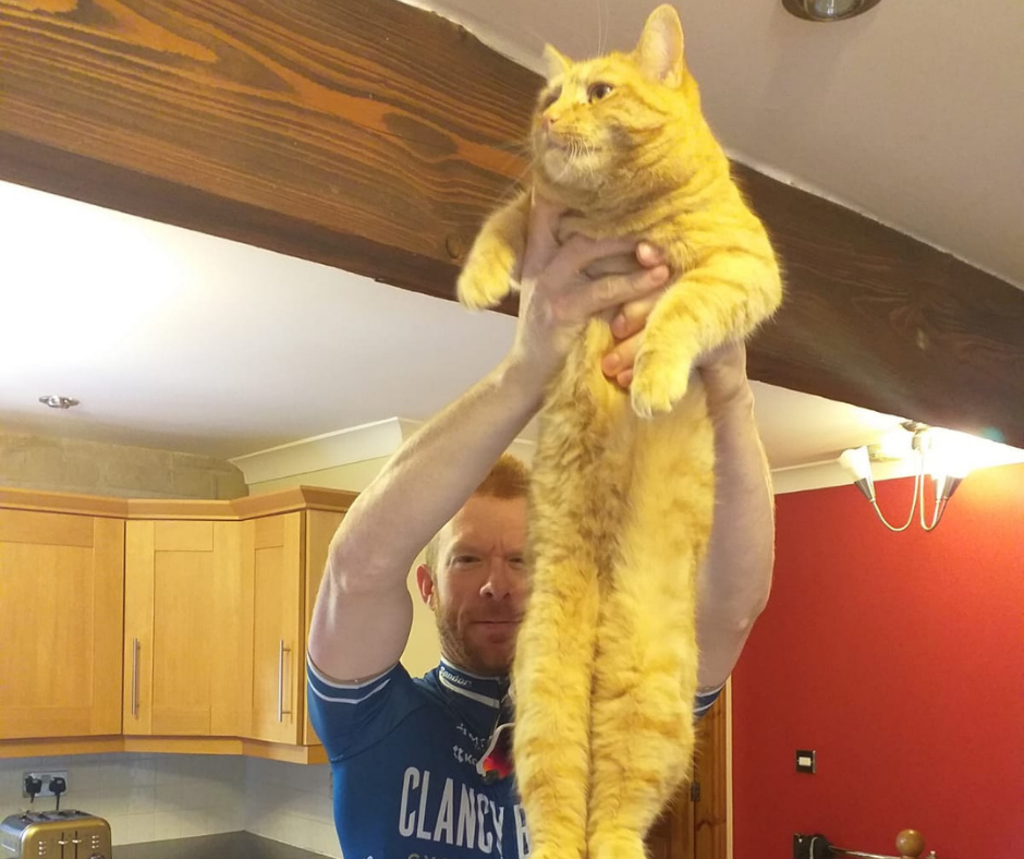 Ed Clancy OBE with Borris the cat